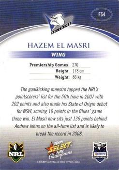 2008 Select NRL Champions - Gold Foil Signatures #FS4 Hazem El Masri Back